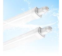 4FT LED Batten Light 2 Packs, IP65 30W 3420lm Waterproof Garage Lighting, Super Bright 6500K, LED Tube Light with Built-in Connector, Suitable for Warehouse Shop Shed Tunnel Loft Office