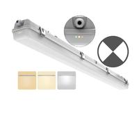 4FT LED Waterproof 3HR Emergency Batten Light Fitting, Battery Backup, Anti Corrosive, IP65 20W/40W 125LM/W Strip Fixture, 3000K/4000K/5000K CCT Selectable, 4 Foot Outdoor Ceiling Garage Light, UKCA