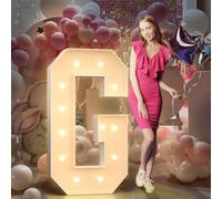 4FT Light Up Letters Birthday Decoration: Large Cardboard Letters G for Party, Marquee Letters for Graduation Decorations Baby Shower Wedding Decor, Mosaic Balloon Arch Stand Pre-cut DIY Number