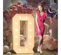 4FT Light Up Letters Birthday Decoration: Large Cardboard Letters Q for Party, Marquee Letters for Graduation Decorations Baby Shower Wedding Decor, Mosaic Balloon Arch Stand Pre-cut DIY Number