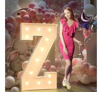 4FT Light Up Letters Birthday Decoration: Large Cardboard Letters Z for Party, Marquee Letters for Graduation Decorations Baby Shower Wedding Decor, Mosaic Balloon Arch Stand Pre-cut DIY Number