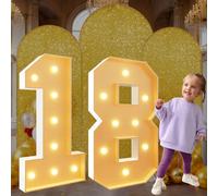 4Ft Light Up Numbers 18 Marquee Number Giant Mosaic Numbers Frame Diy Frame Pre-cut Foam Boath Kit Birthdays Decorations Large Number Cardboard White