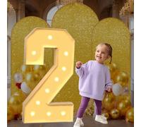 4Ft Light Up Numbers 2 Marquee Number Giant Mosaic Numbers Frame Diy Frame Pre-cut Foam Boath Kit Birthdays Decorations Large Number Cardboard White
