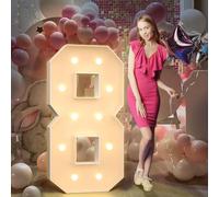4FT Light Up Numbers Birthday Decorations for Girl Boy: Big Cardboard Number 8 for 8th 18th Wedding Anniversary Party Decor Baby Shower, Large Marquee Numbers Birthday Balloons Arch Kit Mosaic Pre-cut