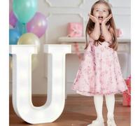 4FT Light Up Wedding Letters Large For Party Decor, Marquee Birthday Graduation Baby Shower Decorations, Mosaic Arch Stand Pre-cut Foam Cardboard(U,70cm)