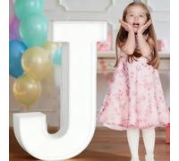 4FT Light Up Wedding Letters Large For Party Decor, Marquee Birthday Graduation Baby Shower Decorations, Mosaic Arch Stand Pre-cut Foam Cardboard(J,100cm)