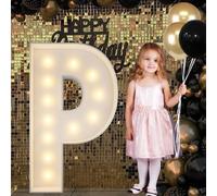 4FT Marquee Light Up Letters P, Big Marquee Letter for Baby Shower Birthday Engagement Wedding Marry Me Party Decor