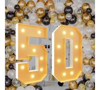 4Ft Marquee Light Up Numbers 50 for 50th Birthdays Party Decoration Large Light Up Large Block Mosaic Numbers Pre-cut Foam Board Set for Weddings Baby Anniversaries Decor
