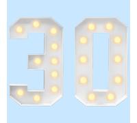 4FT Marquee Light Up Numbers for 30th 40th Birthday Party LED Large Lighted Marquee Numbers Pre-Cut Frame Mosaic Numbers DIY Decoration (Color : White, Size : Number 30)