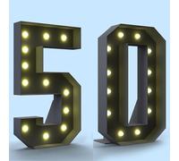 4FT Marquee Light Up Numbers for 30th 40th Birthday Party LED Large Lighted Marquee Numbers Pre-Cut Frame Mosaic Numbers DIY Decoration (Color : Black, Size : Number 50)