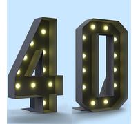 4FT Marquee Light Up Numbers for 30th 40th Birthday Party LED Large Lighted Marquee Numbers Pre-Cut Frame Mosaic Numbers DIY Decoration (Color : Black, Size : Number 40)