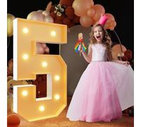 4FT Marquee Light Up Numbers for 8 18th 40th Birthday LED Large Lighted Marquee Numbers Pre-Cut Frame Mosaic Numbers Anniversary Wedding Party DIY Decoration(Color:Number 5,Size:WHITE)