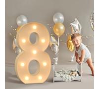 4FT Marquee Light Up Numbers LED Large Lighted Marquee Numbers Pre-Cut Frame Mosaic Numbers for 18th 80th Birthday Anniversary Wedding Party DIY Decoration (Color : Number 8)