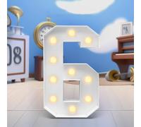 4FT Marquee Light Up Numbers LED Large Lighted Marquee Numbers Pre-Cut Frame Mosaic Numbers for 20th 50th 16nd Birthday Anniversary Wedding Party DIY Decoration ( Color : White , Size : Number 6 )