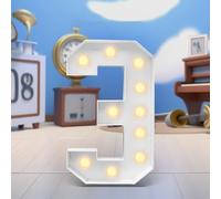 4FT Marquee Light Up Numbers LED Large Lighted Marquee Numbers Pre-Cut Frame Mosaic Numbers for 20th 50th 16nd Birthday Anniversary Wedding Party DIY Decoration (Color : White, Size : Number 3)