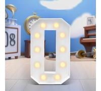 4FT Marquee Light Up Numbers LED Large Lighted Marquee Numbers Pre-Cut Frame Mosaic Numbers for 20th 50th 16nd Birthday Anniversary Wedding Party DIY Decoration (Color : White, Size : Number 0)