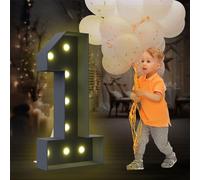 4FT Marquee Light Up Numbers LED Large Lighted Marquee Numbers Pre-Cut Frame Mosaic Numbers for 20th 50th 16nd Birthday Anniversary Wedding Party DIY Decoration ( Color : Black , Size : Number 1 )