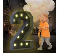 4FT Marquee Light Up Numbers LED Large Lighted Marquee Numbers Pre-Cut Frame Mosaic Numbers for 20th 50th 16nd Birthday Anniversary Wedding Party DIY Decoration ( Color : Black , Size : Number 2 )