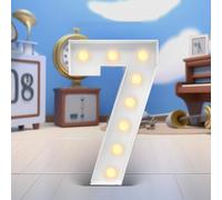 4FT Marquee Light Up Numbers LED Large Lighted Marquee Numbers Pre-Cut Frame Mosaic Numbers for 20th 50th 16nd Birthday Anniversary Wedding Party DIY Decoration (Color : White, Size : Number 7)