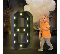 4FT Marquee Light Up Numbers LED Large Lighted Marquee Numbers Pre-Cut Frame Mosaic Numbers for 20th 50th 16nd Birthday Anniversary Wedding Party DIY Decoration ( Color : Black , Size : Number 8 )