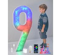 4FT Marquee Numbers 9 for Birthday Anniversary Party Décor, Colorful Light Up Numbers Mosaic Foam Board Kit for Weddings Baby Anniversaries Backdrop Decoration