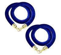 4ft Navy Blue Velvet Stanchion Rope - 2pcs Elegant Crowd Control Barriers with Hooks for Events, Durable Queue Management Safety Solution, Perfect for Red Carpet and Event Planning
