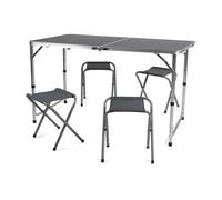 4ft Portable Folding Camping Table & 4 Chairs Set 5pc Outdoor Picnic Kit