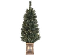 4ft Potted Christmas Tree Artificial - Dark Green with LED Lights Warm White 140 Tips
