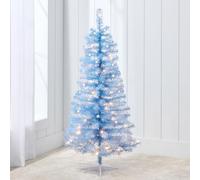 4ft Pre-lit Christmas Tree, Artificial Mini Tree Perfect for Kids, Apartments, Bedroom with Twinkling LED Lights - Green Spruce (Baby Blue,4ft)