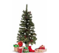 4ft Pre-lit Christmas Tree Artificial Xmas Tree with LED Lights & Retro Base X-mas Traditional Decoration for Home Doorway and Pathway 120cm