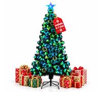 4FT Pre-Lit Fibre Optic Christmas Tree, Colour Changing, Star & Metal Stand | Pre-lit fibre optic Christmas tree with colour-changing lights, star topper and foldable metal stand