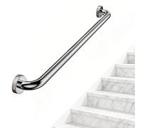 4ft Round Stainless Steel Grab Bar, Heavy-Duty Wall-Mounted Bathroom Safety Rail, Support for Seniors, Elderly, Injured, Handicapped Users - Enhance Balance & Security