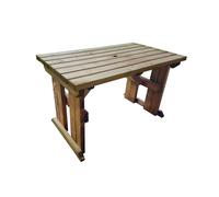 (4ft, Rustic Brown) Picnic Table Hollies Wooden Outdoor Garden Furniture Heavy Duty
