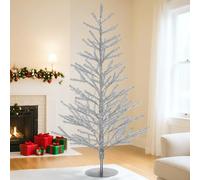 4ft Silver Tinsel Christmas Tree, Retro Aluminum Christmas Tree | 48 inch Tinsel Trees, Sparkling Holiday Decoration, Vintage Artificial Aluminum Xmas Decor for Home Office Xmas Party Decor