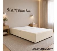 (4ft Small Double(02 Drawers same side), Cream Velvet) Divan Bed Base Plush Velvet Upholstered Drawer Storage Double King All Sizes