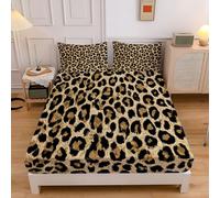 4FT-Small Double Fitted Sheet Brown, Extra Deep Pocket Bed Fitted 12 inch 30 cm, Animals Aesthetics Leopard Print Spots Ultra Soft Microfiber Bottom Sheet, 120x190cm