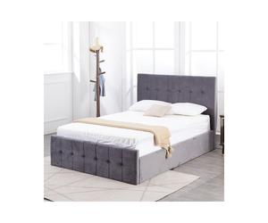 (4FT Small Double) Kosy Koala Milano Grey Velvet Ottoman Storage Bed
