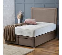 (4ft-Small Double (Side Lift Opening), Mink Plush) DIVAN BED UPHOLESTERED HEADBOARD OTTOMAN LIFT UP STORAGE+MATTRESS