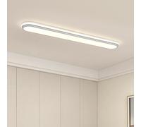 4Ft Smart LED Ceiling Light,Dimmable Modern Metal Linear LED Ceiling Lamp,Flush Mount Wraparound Shape Lighting Fixture with Remote Control for Kitchen Laundry, Garage Cloakroom Lighting (5-60) x2W