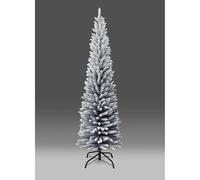 4FT Snow Flocked Artificial Slim Christmas Pencil Tree Holiday Home Decorations with Pointed Tips and Metal Stand Shatchi White 4ft