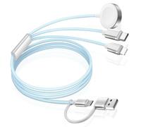 4Ft Upgraded 3 in 2 USB C Cable for Apple Watch Charger Multi Charger iPhone Travel Charging Cable Compatible with iWatch Ultra/SE/10/9/8/7/6/5/4/3/2/1, iPhone 16/15/14/13/12/11, Galaxy S23 and More