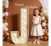 4FT Vintage LED Marquee Letter Lamp J, Soft Warm Light Up Alphabet Sign, Energy-Saving Glow Decor Light, Perfect for Birthday Wedding Holiday Bedroom Aesthetic Decor,J,120cm/48in