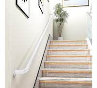 4FT White Iron il - Sturdy Wall-Mounted Safety Railing for Indoor Stairs, Outdoor Decks & Porches, 500lbs Load Capacity, Non-Slip & Rust-Resistant Industrial Design