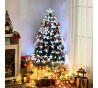 4ft White Light Artificial Christmas Tree LEDs Star Topper Tri Base HOMCOM Green One Size