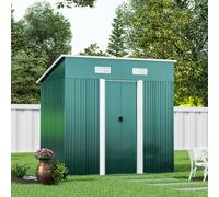 4ft x 6ft Metal Garden Shed Outdoor Tool shed - Green+Base