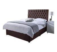 (4ft6 Double (135 x 190 cm), Brown) ORTHOPAEDIC DIVAN BED SET WITH MATTRESS &HEADBOARD