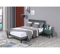 Double Size Bed 4FT6 Plush Velvet Upholstered Bed Frame Wood Slat Support Green