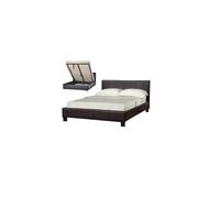 (4ft6 Double, Brown) Austin Faux Leather Ottoman Storage Bed with Tanya Mattress
