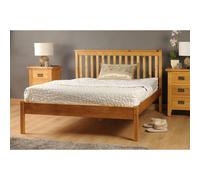 (4ft6 Double, Caramel) Riga Wooden Bed Frame with Lucy Mattress