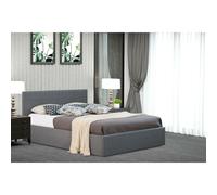 (4ft6 Double, Grey) Chanel Linen Fabric Storage Ottoman Bed